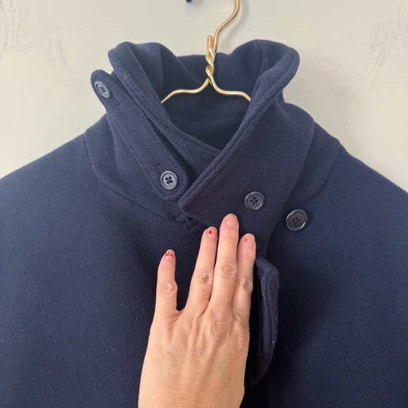 J Crew Navy Pea Coat Wool Stadium Cloth by Nello Gori 14 Gold Buttons - Picture 11 of 13